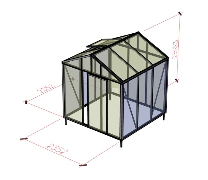ALUMĪNIJA MĀJA 235cm x 235cm