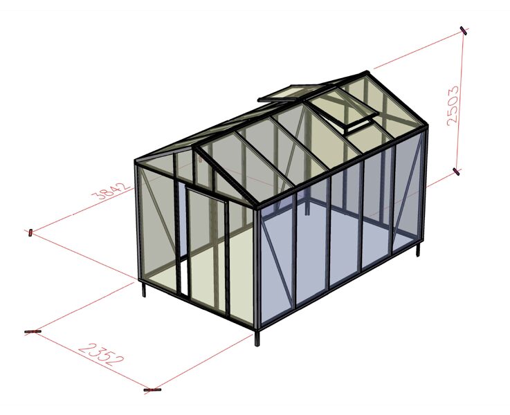 Alumīnija māja 235cm x 385cm